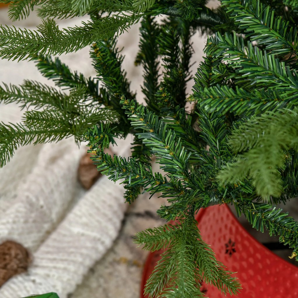 HOMCOM Árvore de Natal Artificial 180cm com 1443 Ramos Folhas de PVC Base Dobrável e Suporte Metálico Decoração de Natal para Interiores Verde