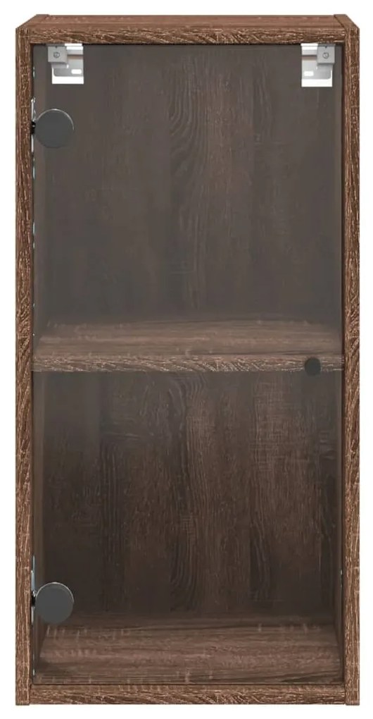 Armário parede c/ portas vidro 35x37x68,5 cm carvalho castanho