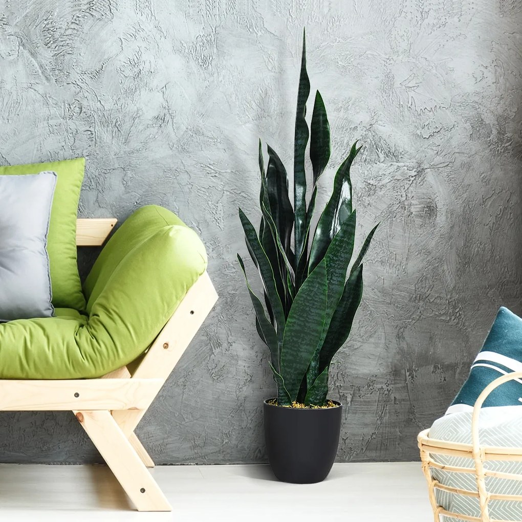 Planta Artificial 90 cm falsa com vaso estável e 20 folhas para decoração Jardim Casa Verde