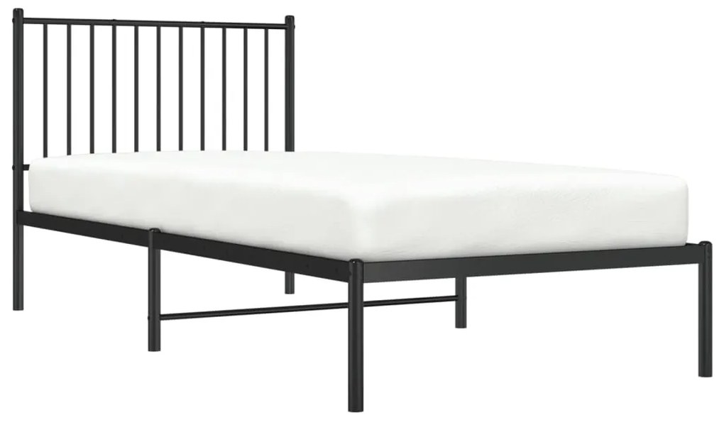 Estrutura de cama com cabeceira 90x200 cm metal preto