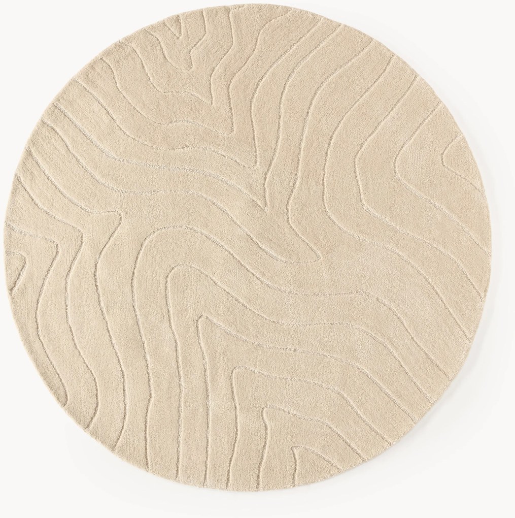 Tapete redondo em lã artesanal Aaron