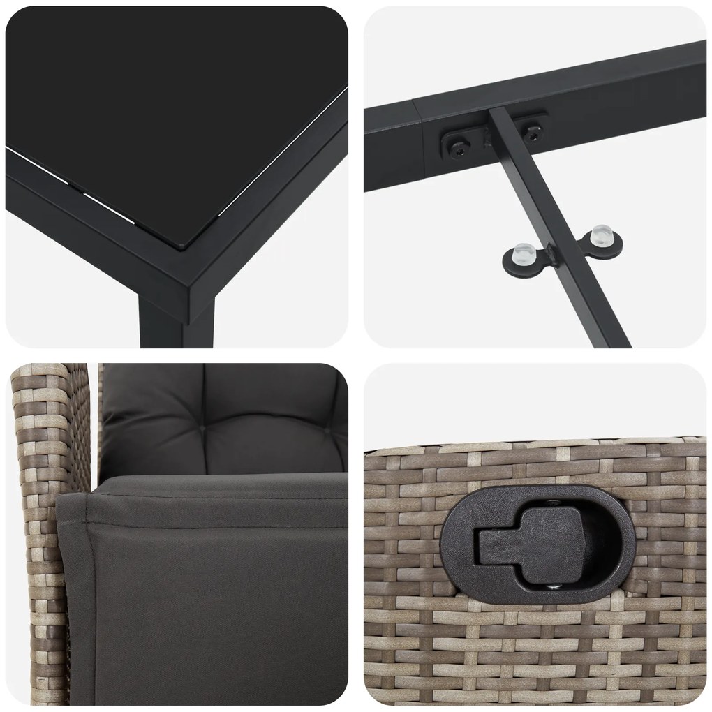 Conjunto de Jantar de Jardim 7 Peças Cinza Polyrattan