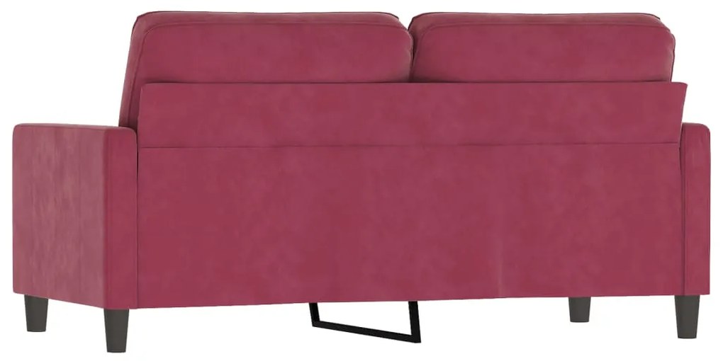 Sofá de 2 lugares veludo 140 cm vermelho tinto