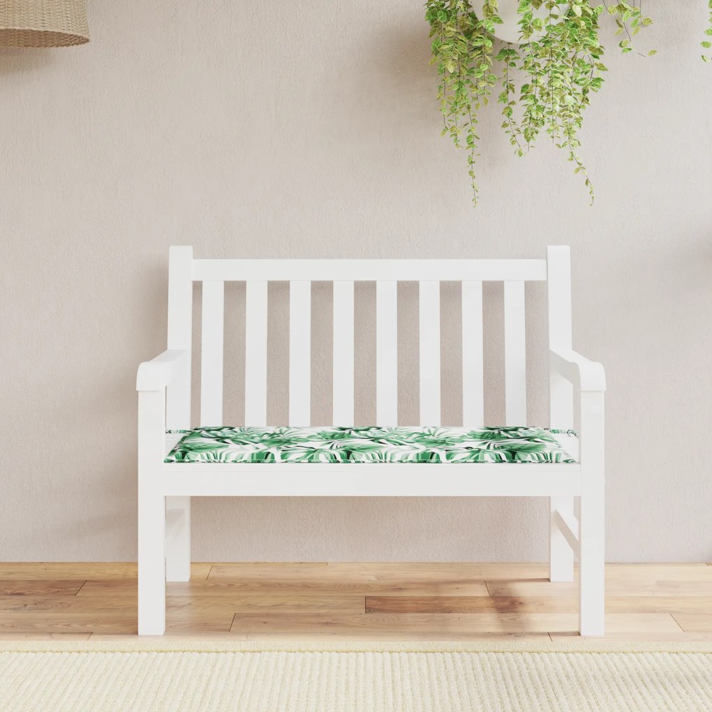 Almofada para Banco de Jardim vidaXL com Estampa de Folhas, 100x50x4 c