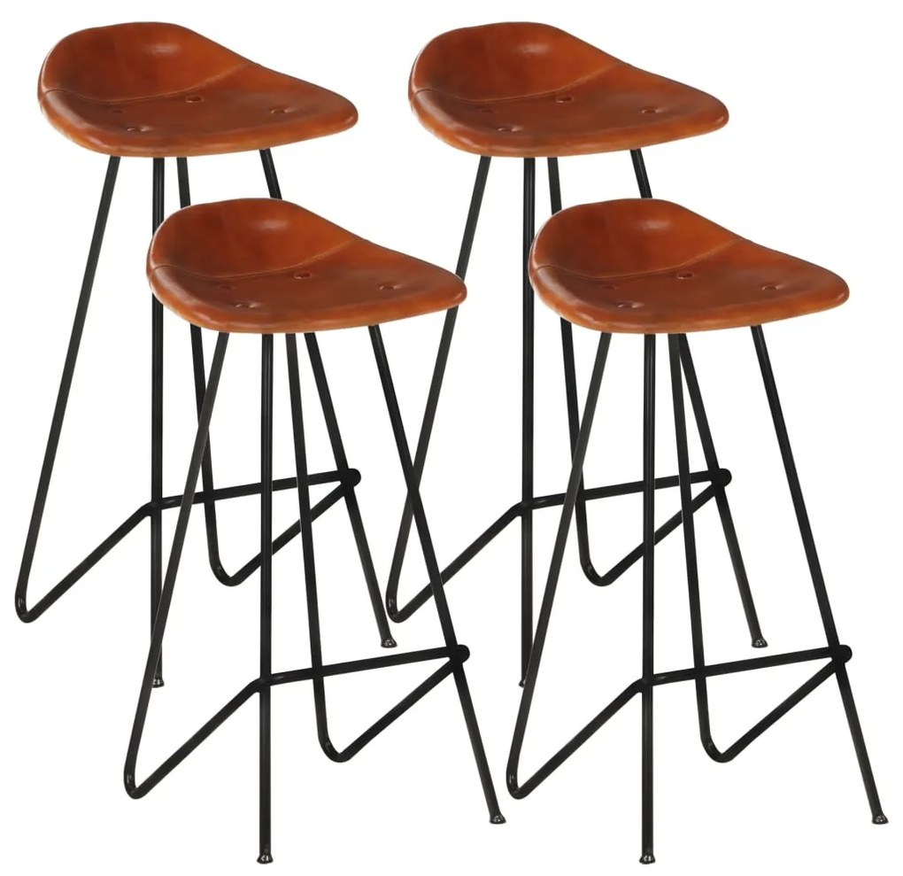 vidaXL Bancos de bar 4 pcs couro genuíno castanho