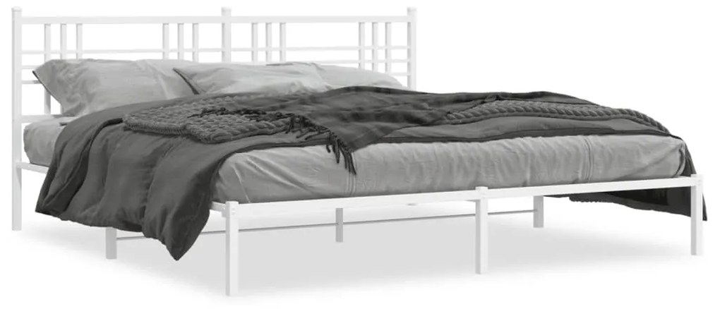 vidaXL Estrutura de cama com cabeceira 183x213 cm metal branco