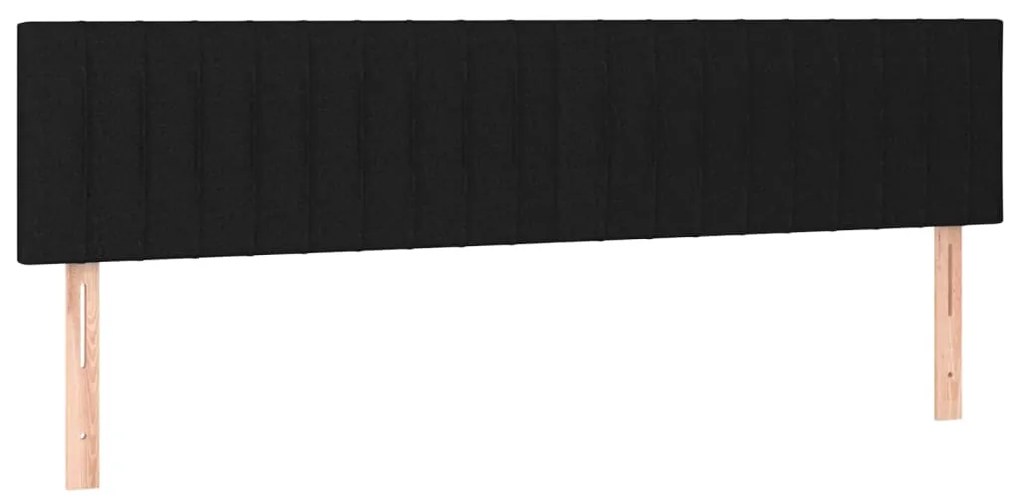 Cama box spring c/ colchão e LED 160x200 cm tecido preto