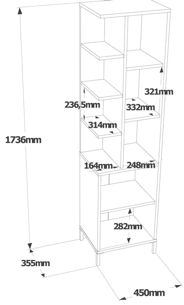 Armário Multiuso VI1 – Branco – 45 cm x 173,6 cm x 35,5 cm