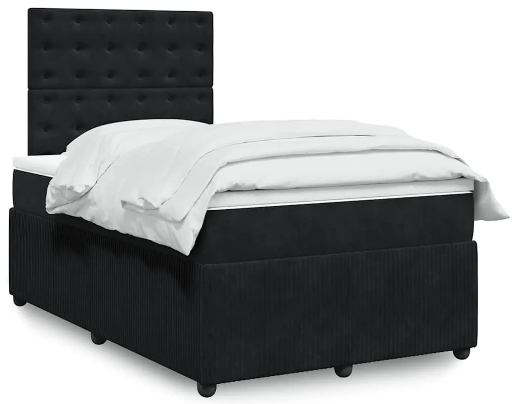 Cama boxspring com colchão 120x200 cm veludo preto