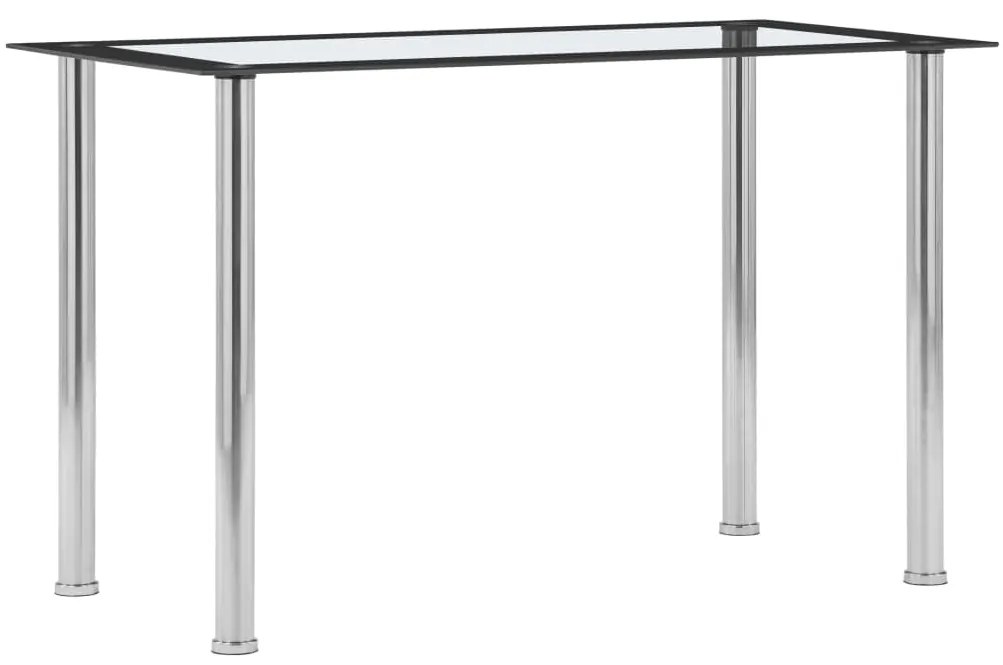 Mesa de jantar 120x60x75cm vidro temperado preto e transparente