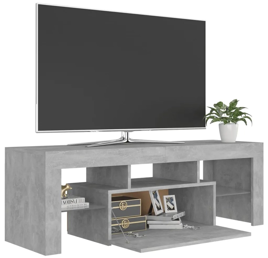 Móvel de TV com luzes LED 120x35x40 cm cinzento cimento