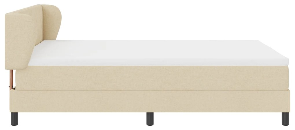 Cama Box Spring vidaXL com Colchão em Creme, 140x200 cm, Tecido