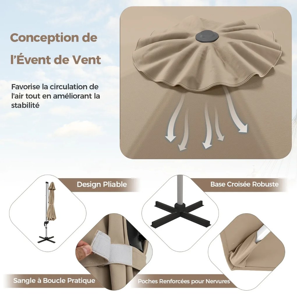 Guarda-sol para área externa de 325 cm com rotação de 360° - Vermelho