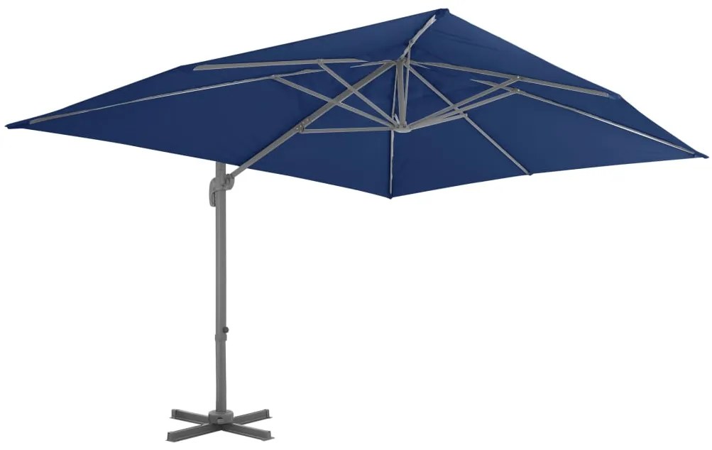 Guarda-sol jardim cantilever c/ poste alumínio 4x3 m azul ciano