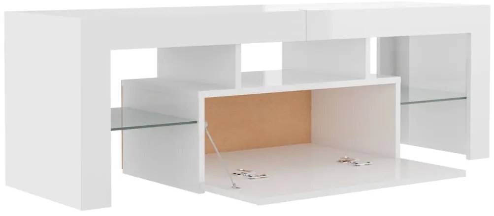 Móvel de TV com luzes LED 120x35x40 cm branco brilhante