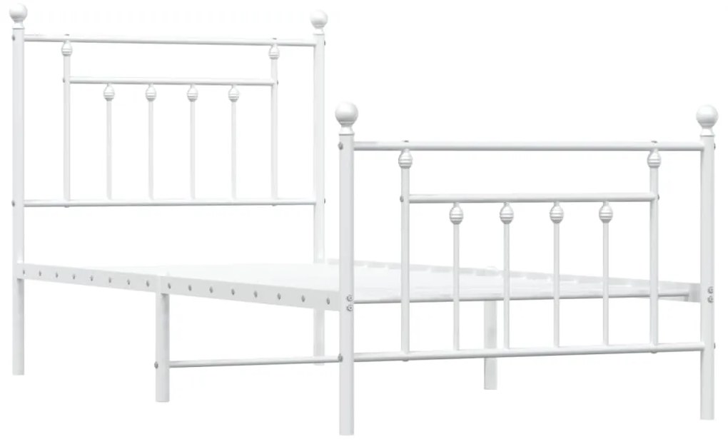 Estrutura de cama com cabeceira e pés 90x200 cm metal branco