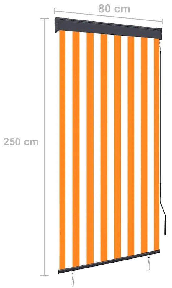 Estore de rolo para exterior 80x250 cm branco e laranja