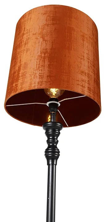 Candeeiro de pé clássico preto com abajur vermelho 40 cm - Classico Clássico / Antigo