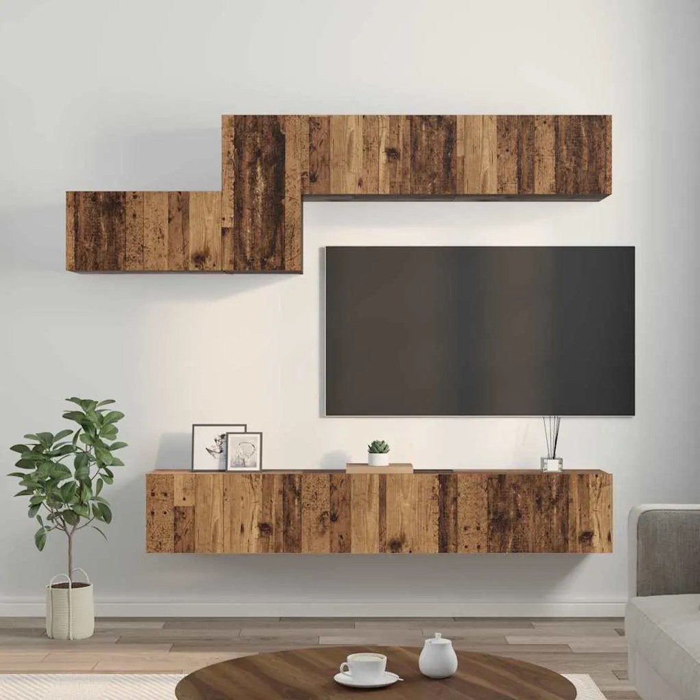 Conjunto de móvel de TV 7 pcs Madeira antiga 60 x 30 x 30 cm