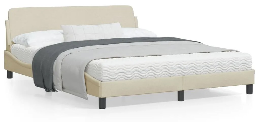 vidaXL Estrutura de cama sem colchão 160x200 cm tecido cor creme