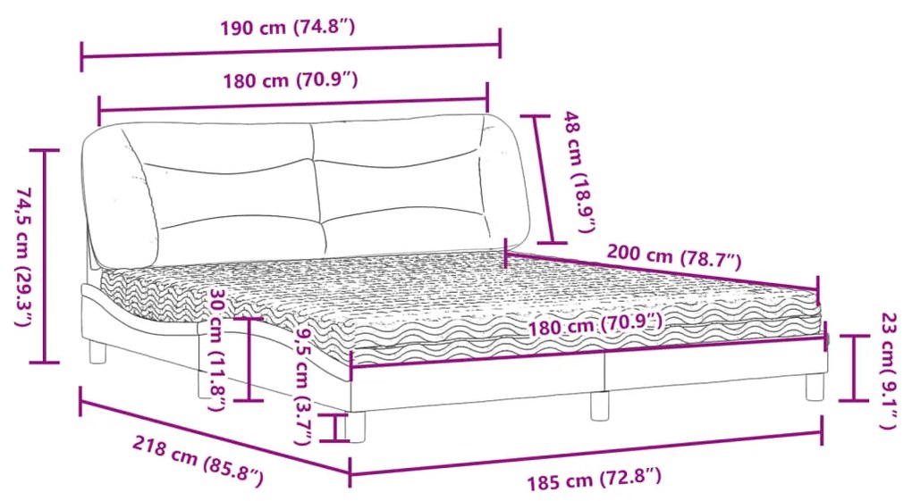 Cama com colchão 180x200 cm couro artificial castanho