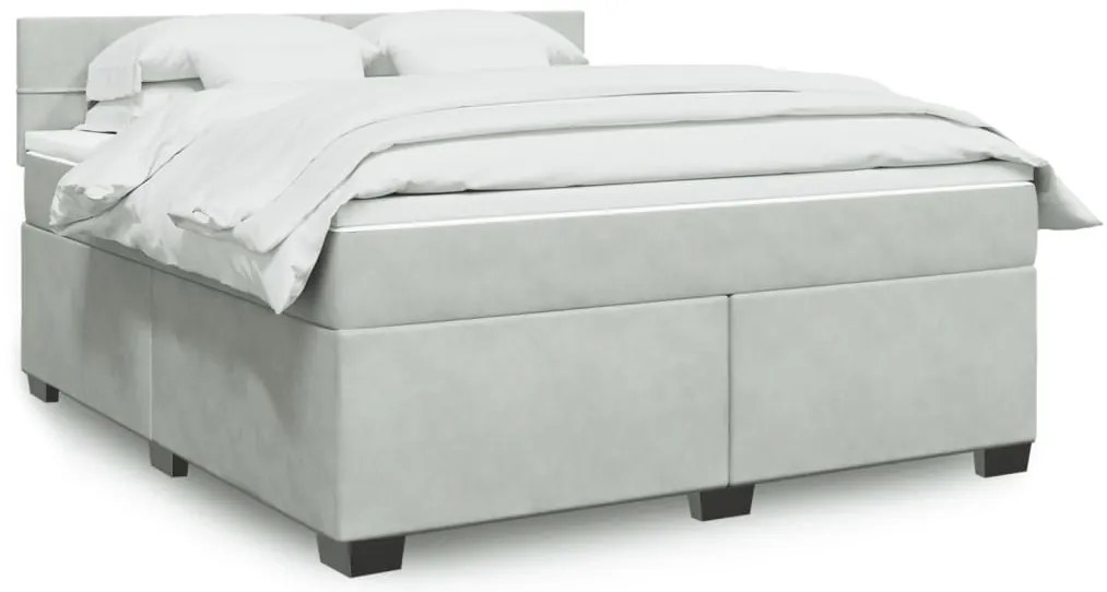vidaXL Cama com molas/colchão 180x200 cm veludo cinzento-claro