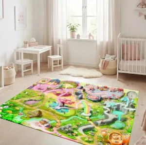 Tapete de brincar em vinil - Arco-íris em tons pastel do mundo lúdico