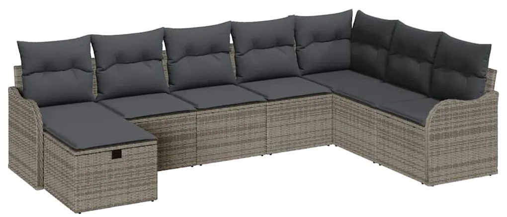 Conjunto de Sofás para o Jardim com 8 Peças e Almofadas Cinza em Ratta