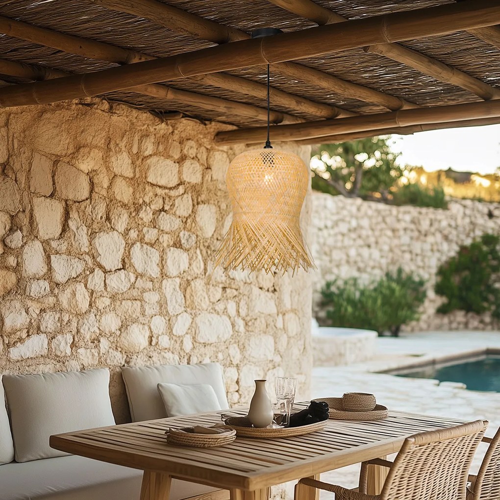 Candeeiro de teto exterior oriental bambu IP44 - Carlos