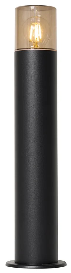 Candeeiro de pé exterior preto com cúpula fumada 50 cm - Odense