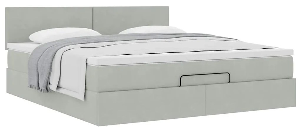 Estrutura de cama otomana com colchão 160x200 cm cinzento claro