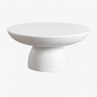 Mesa De Centro Redonda En Cemento (ø70 Cm) Zenadia Branco Quebrado - Sklum