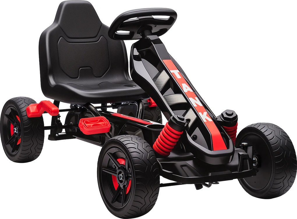 Kart a pedais para crianças, karting infantil para idades entre os 3 e os 6 anos com roda livre, travão e rodas antiderrapantes em EVA, vermelho