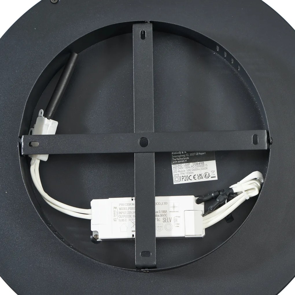 Plafon de design preto com dourado 40cm incl. LED com interruptor de 3 níveis - Ingo