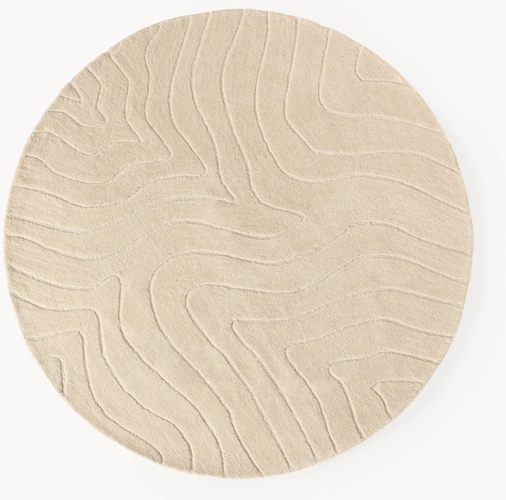 Tapete redondo em lã artesanal Aaron