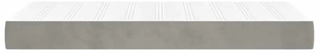 Colchão de molas ensacadas 100x210x20 cm veludo cinza-claro