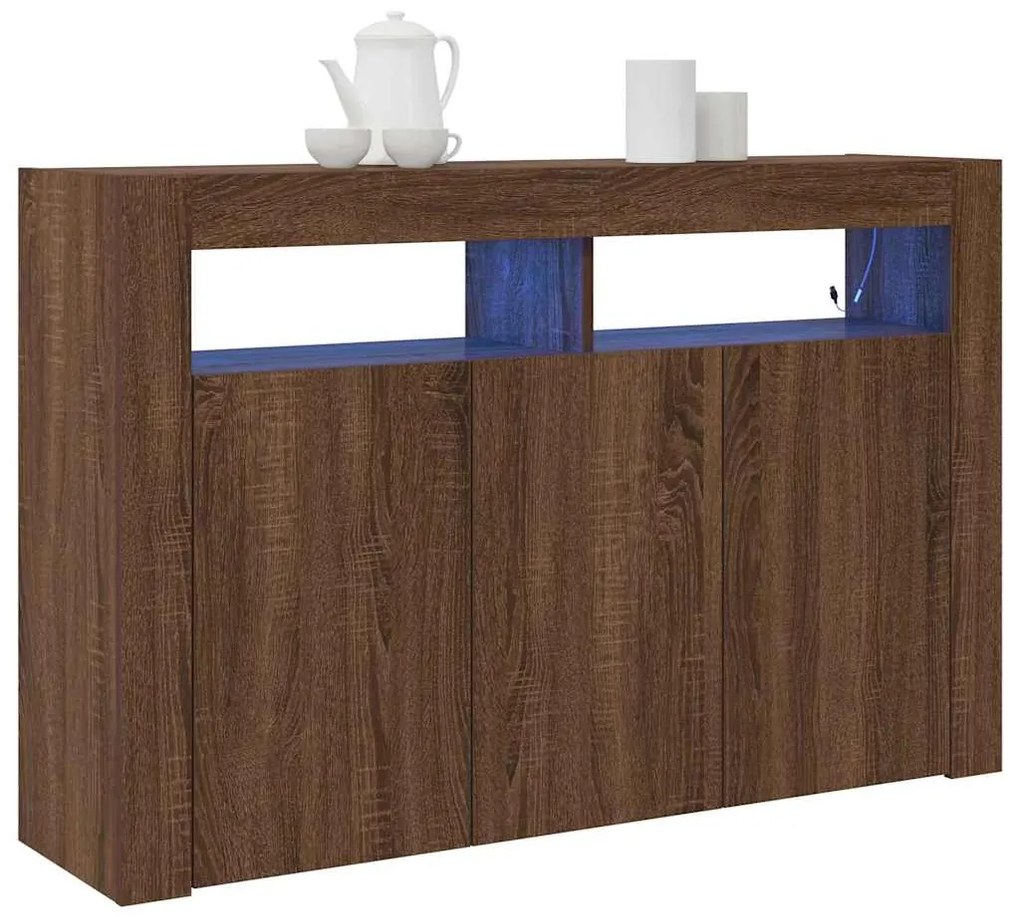Aparador Carvalho Castanho Madeira Engenharia 116 x 30 x 75 cm