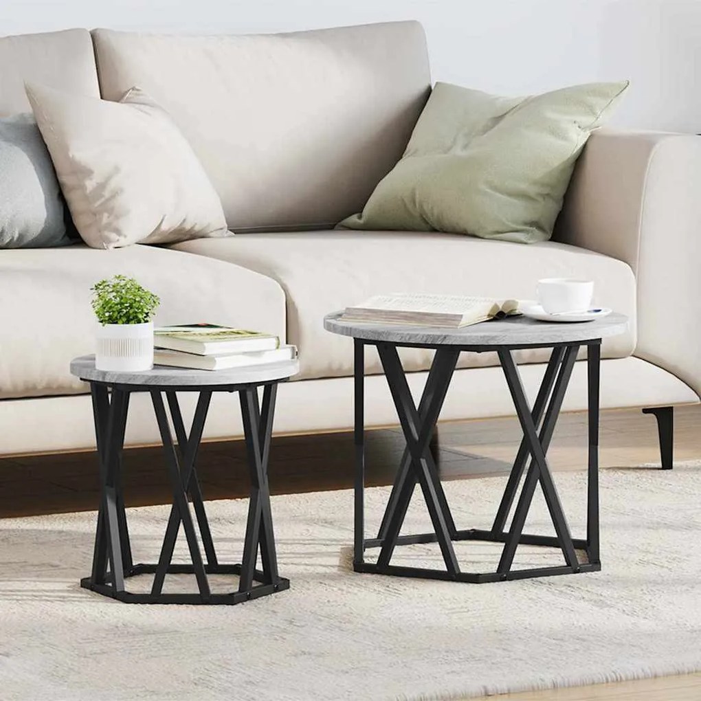 Mesas de Apoio vidaXL 2 pcs Cinza Sonoma Madeira Engenharia