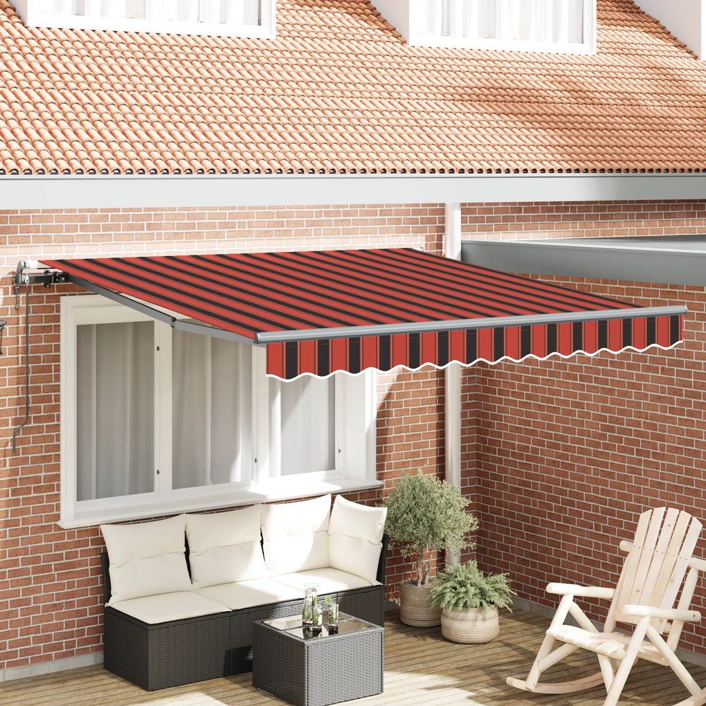 vidaXL Toldo Retrátil Automático Laranja e Marrom 350x250 cm