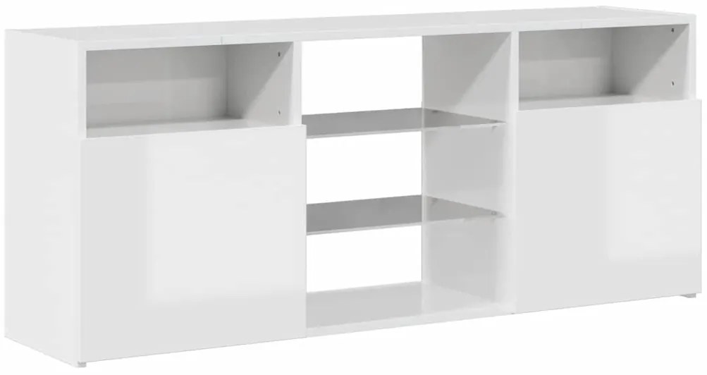 Móvel de TV com luzes LED 120x30x50 cm branco brilhante