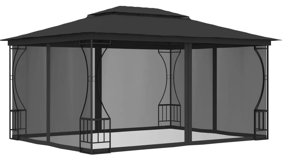 Gazebo com redes 300x400x265 cm antracite