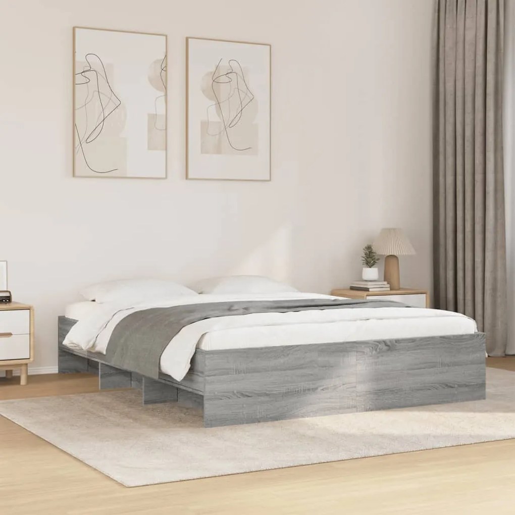 Estrutura de cama sem colchão 160x200 cm sonoma cinzento