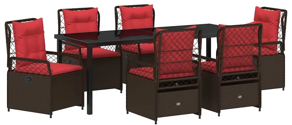 Conjunto de Jantar de Jardim de 7 Peças em Rattan Polipropileno Castan