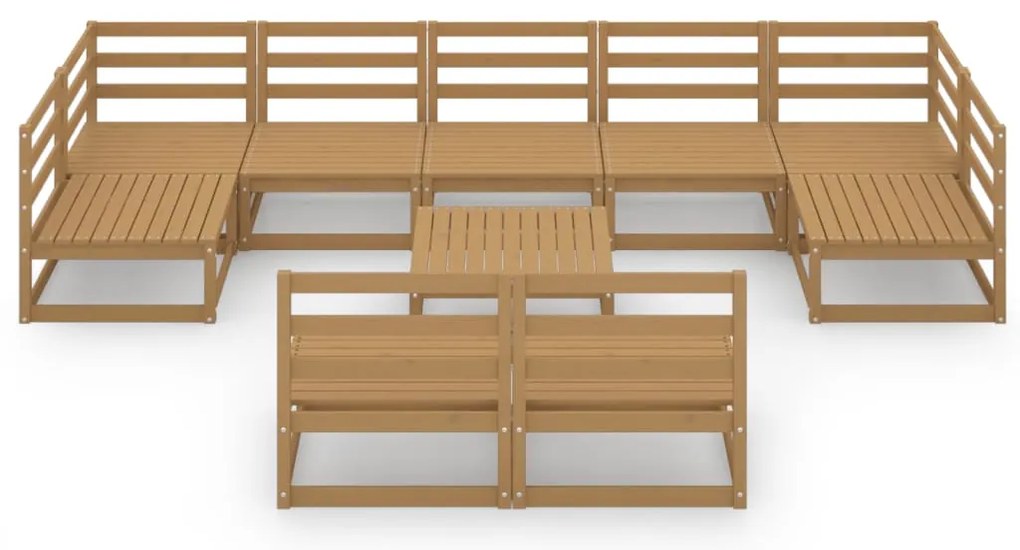 10 pcs conjunto lounge de jardim pinho maciço