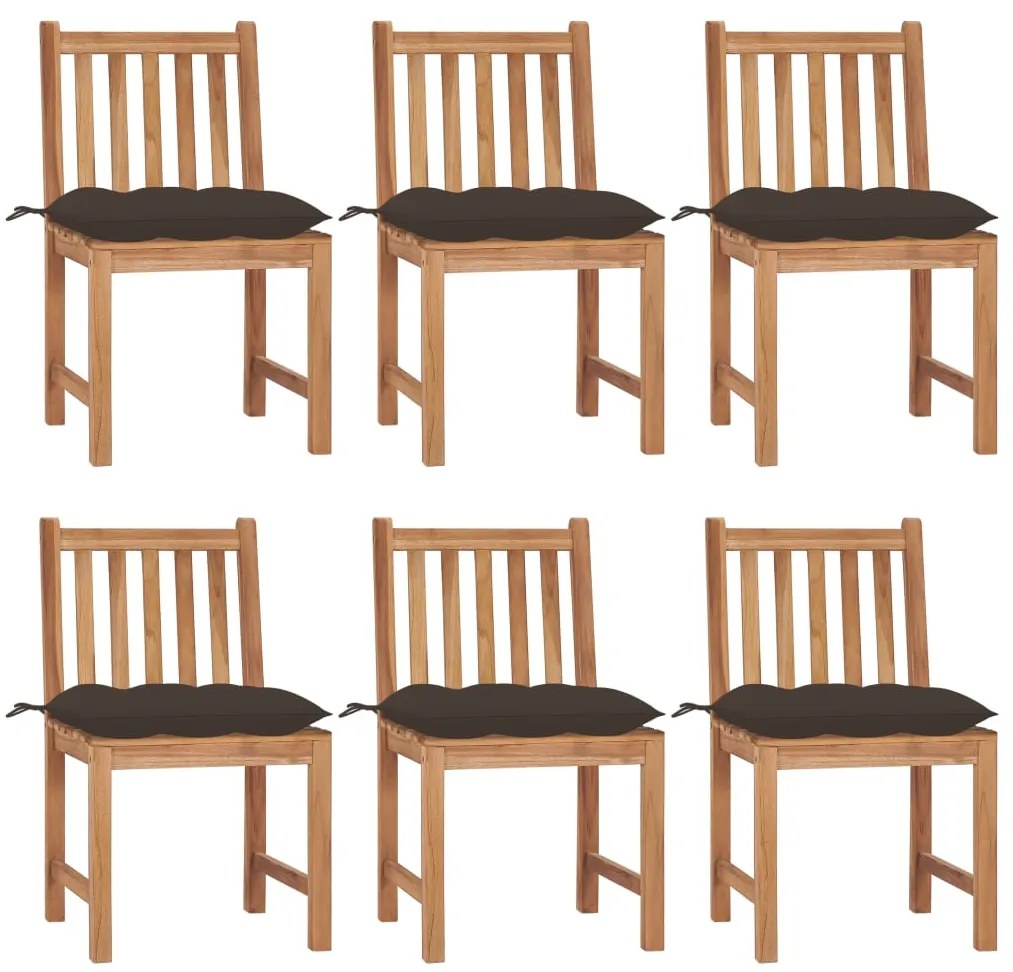 Cadeiras de jardim 6 pcs c/ almofadões madeira de teca maciça
