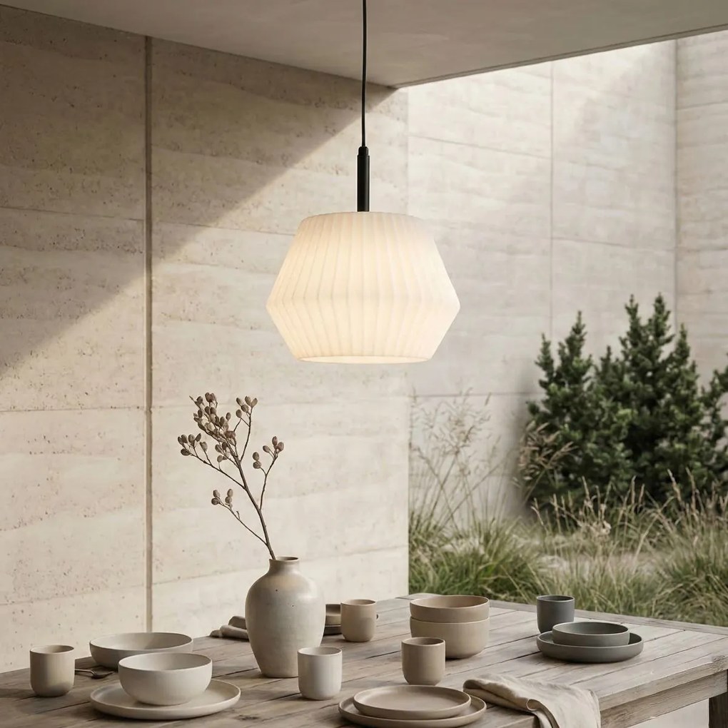 Candeeiro de suspensão exterior moderno preto com cúpula branca 33 cm IP44 - Robbert