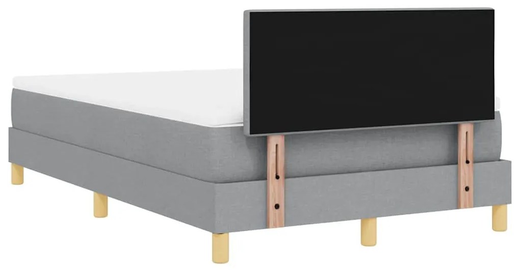 Cama Box Spring com Colchão &amp; LED Cinza Claro 120x200 cm Tecido