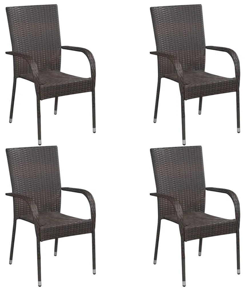 vidaXL Cadeiras de exterior empilháveis 4 pcs vime PE castanho