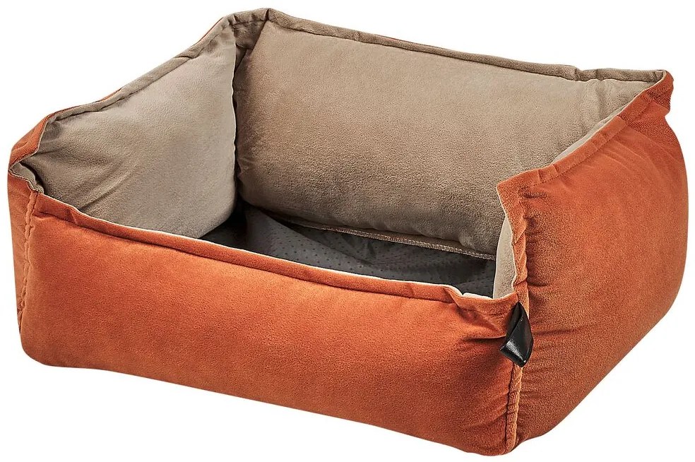 Cama de animal em veludo laranja e creme 50 x 35 cm IZMIR Beliani