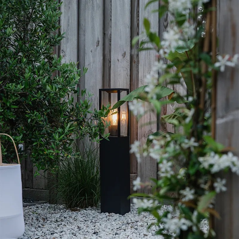 Candeeiro de pé industrial para exterior preto 80 cm IP44 - Charlois